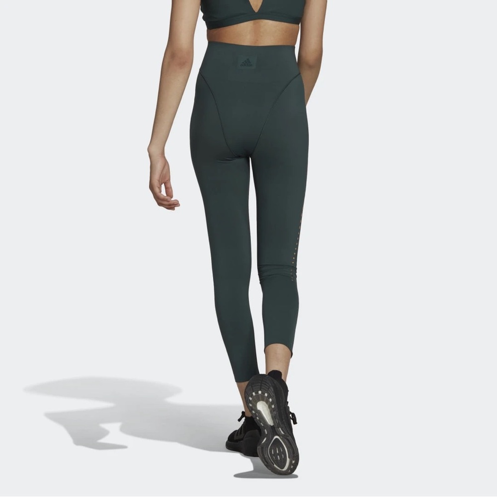 adidas V-Line Leggings • 7/8 Style • Bonded Waist • in Green • NWT • Retail $110